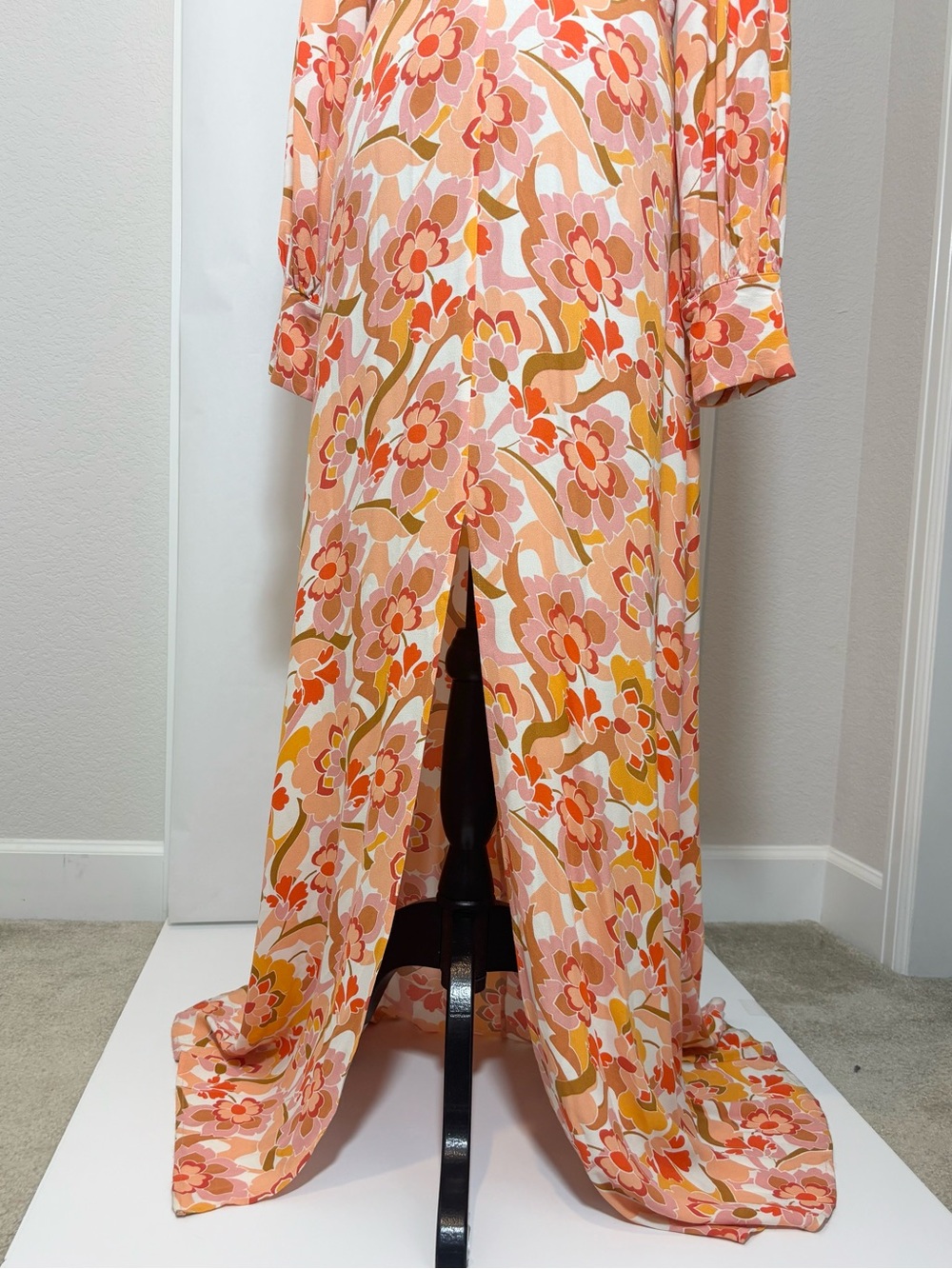 AFRM Shilo Pink & Orange Floral V-Neck Maxi Dress with Open Back SZ M - Picture 6 of 11